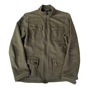 Ralph Lauren Jacket Womens Medium Green Military Cotton Utility Long Sleeve VTG